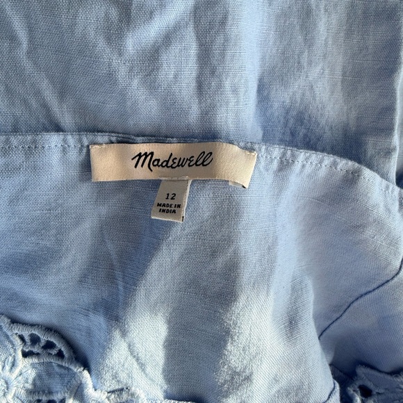 Madewell Blue Linen Blend Midi Dress Size 12 - Picture 8 of 8